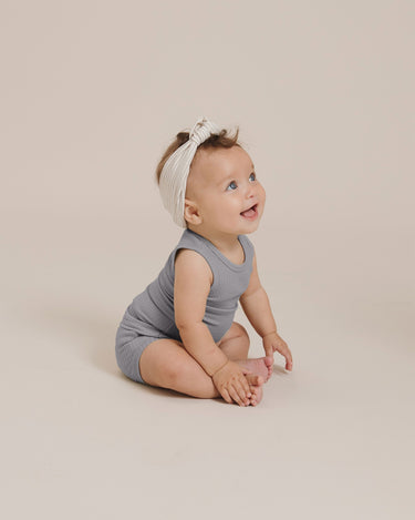 Quincy Mae Organic Ribbed Tank, Washed Indigo